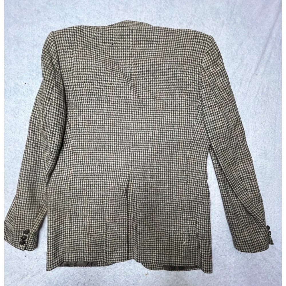 Vintage Burberrys Prorsum Mens Wool Houndstooth Blazer Jacket Brown 1987 42R‎